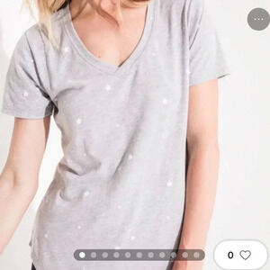 Z Supply Gray Star Print V-Neck Tee - Large